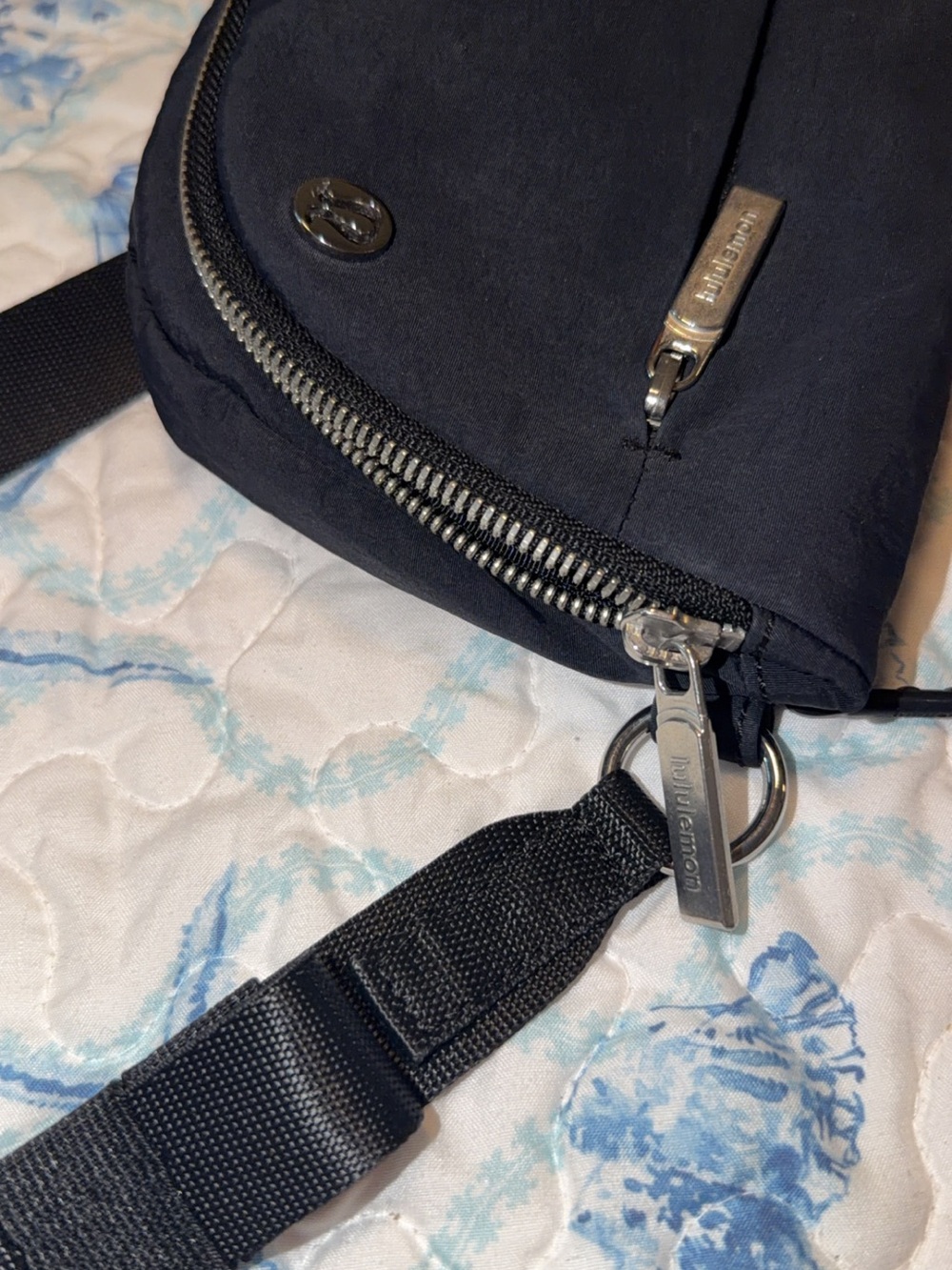 lululemon athletica Black Crossbody Sling with Silver Hardware